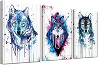 3 Piece Abstract Wolf Wall Art
