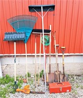 Collection of outdoor tools! Including shovels,