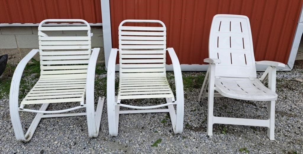 Trio of outdoor patio chairs