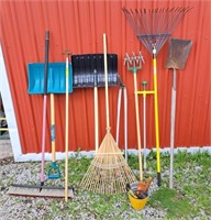 Outdoor gardening tools! Including rakes,
