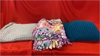 THROW BLANKET (44"×60")/2,KNITTED SHAWL (