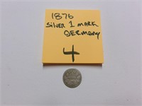 1876 1 mark coin Germany silver