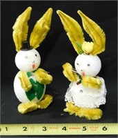 2 vintage handmade Easter Bunnies