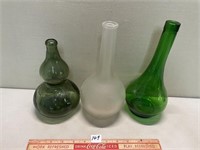 THREE UNIQUE FLOWER VASES