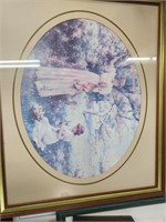 Framed Print Girls Picking Flowers