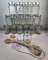 16 Little Glass Jars with Labels