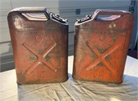 Vintage Jerry gas cans 20 – 5–76 and 20 – 5–68