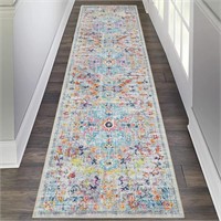 FM3603  Pauwer Hallway Runner Rug 2'x8' Grey Multi