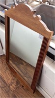 Petite wood frame mirror, 29x18, cut scroll edges