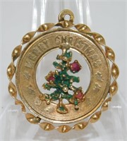 14k Gold Merry Christmas Pendant - 2.07 grams