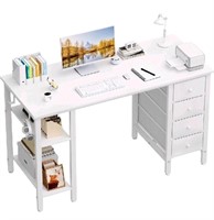 Lufeiya White Computer Desk with Drawers & Storage