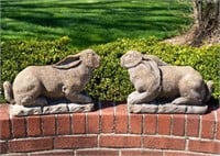 Early 19th Century Cast Stone Hares