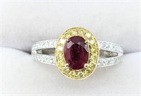 18K Gold .98 Carat Ruby & Diamond Ring