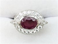 Platinum 3.08 Carat Burmese Ruby & Diamond Ring