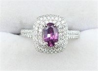 Platinum .87 Carat Kashmir Sapphire & Diamond Ring