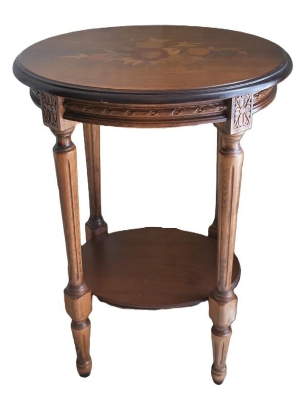 Italian Inlay Wood Side Table