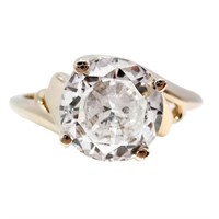 1.3 Carat White Quartz Solitaire 14k Yellow Gold