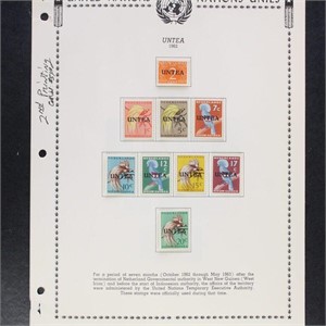 UNTEA Stamps #1-19 Mint NH on pages, 2nd Printing