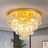 22.8 Gold Crystal Ceiling Light 4-Tiers