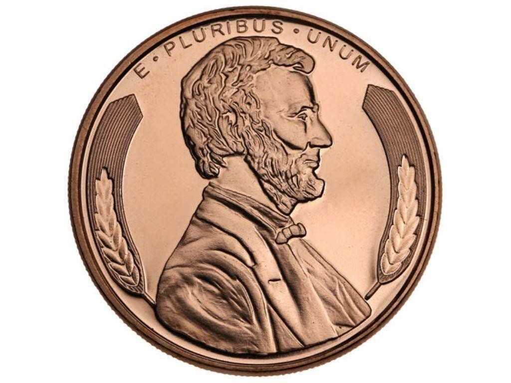 One Ounce Copper Lincoln Bullion Round