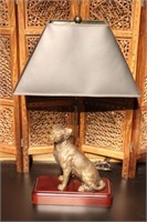 Table Lamp with Brass Dog Figure on Base