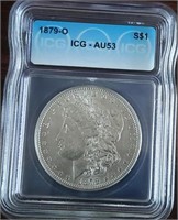 1879 O Morgan Silver Dollar ICG-AU-53