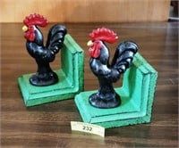 Iron Rooster Book Ends 6"h