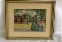 Antique Signed Godeu's Fashions Needlework Art