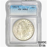 1921-D Morgan Silver Dollar ICG MS62