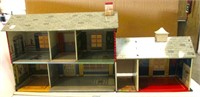 Vintage Metal Dollhouse with Attached Garage