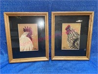 Pair of Rooster pictures by Kathy Wandahsega