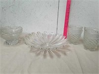 Large flower design Carnival Glass bowl, Crystal