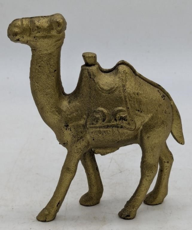 (R) Cast iron camel coin bank (4.5" tall).