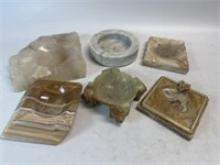 6 Assorted Marble/Alabaster Ashtrays