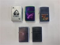 5 Zippo Lighters