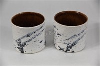 Hand Painted Birch Finish Stoneware Containers