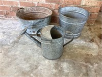 Galvanized Metal Pails and Sprinkler