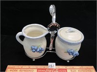 SIGNED SUGAR/CREAMER WITH CARRYING TRAY