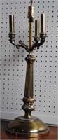 Brass Three Arm Lamp w/ Fluted Column