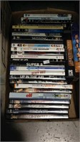 Box lot of 28 movie DVDs, including top 10