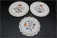 3 Agra Cantt India Inlaid Marble Plates