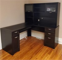 Faux Leather Top Desk with Hutch