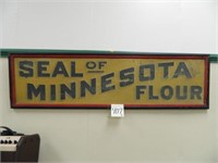 Metal Seal Of Minnesota Flour Sign w/ Wood Frame