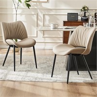 YOUTASTE Dining Chairs (2) Leather  Metal Legs