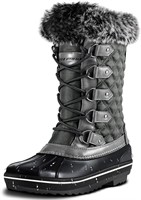 PIZZ ANNU Women's Snow Boots Waterproof 10 Grey