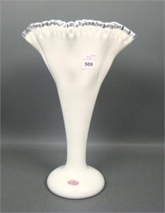 Fenton Large Ruffled Silver Crest Vase
