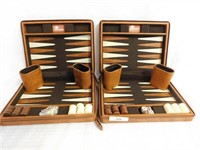 LOT OF 2 PORTABLE BACKGAMMON GAMES IN ZIPPERED CAS