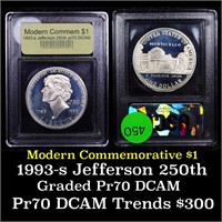 Proof 1993-S Jefferson Modern Commem Dollar $1 Gra