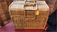 Vintage Wicker Sewing Basket with Contents