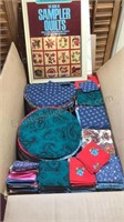 Box of quilt Samples and book 15x9x8”